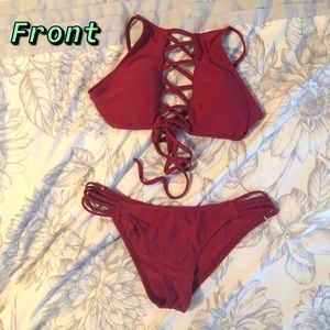 Boohoo Strappy bikini Red